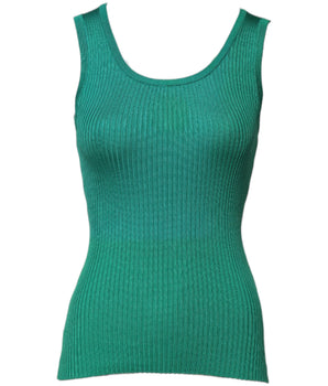 Dolce & Gabbana Green Silk Sleeveless Round Neck Tank Top