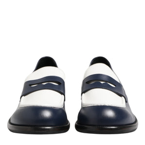 Dolce & Gabbana Black White Leather Slip On Loafers Men Dress Shoes