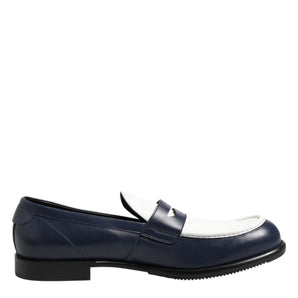 Dolce & Gabbana Black White Leather Slip On Loafers Men Dress Shoes