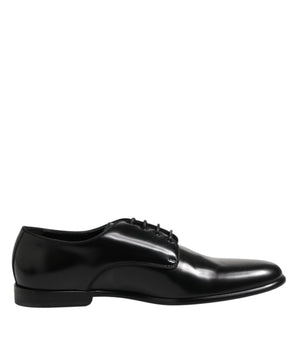 Dolce &amp; Gabbana Black Leather Lace Up Derby Men Dress Shoes