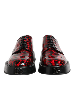 Dolce &amp; Gabbana Red Leopard Derby Formal Men Dress Shoes