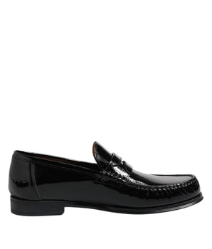Dolce &amp; Gabbana Black Leather Slip On Loafers Dress Shoes