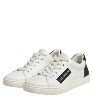 Dolce & Gabbana White Black Leather Lace Up Men Sneakers Shoes