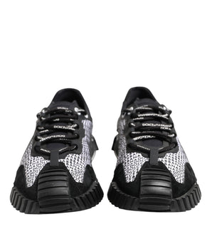 Dolce &amp; Gabbana Black Logo Lace Up Low Top NS1 Sneakers Shoes