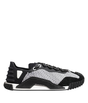 Dolce &amp; Gabbana Black Logo Lace Up Low Top NS1 Sneakers Shoes