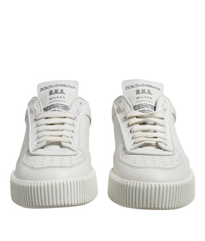 Dolce &amp; Gabbana White Miami Leather Low Top Men's Sneakers Shoes