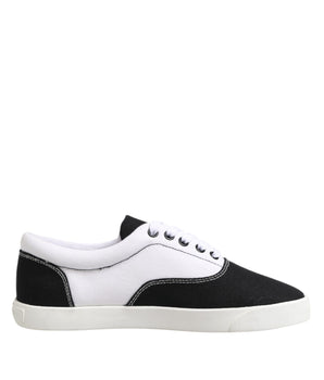 Dolce & Gabbana Black Cotton Canvas Lace Up Men Sneakers Shoes