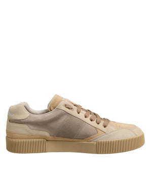 Dolce & Gabbana Beige Leather Low Top Lace Up Sneakers Shoes