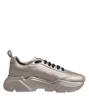 Dolce & Gabbana Silver DAYMASTER Leather Men Sneakers Shoes
