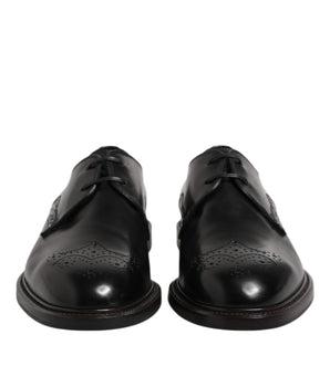 Dolce & Gabbana Black Leather Derby Wingtip Formal Shoes