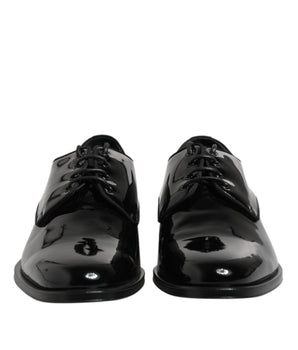 Dolce & Gabbana Black Patent Leather Derby Formal Dress Shoes