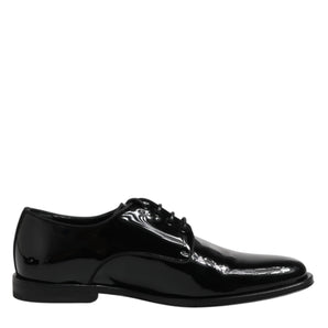 Dolce & Gabbana Black Patent Leather Derby Formal Dress Shoes