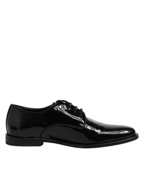 Dolce & Gabbana Black Patent Leather Derby Formal Dress Shoes