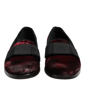 Dolce & Gabbana Red Velvet Men Slip On Loafers Dress Shoes