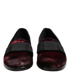 Dolce & Gabbana Red Velvet Men Slip On Loafers Dress Shoes