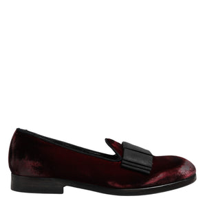 Dolce & Gabbana Red Velvet Men Slip On Loafers Dress Shoes