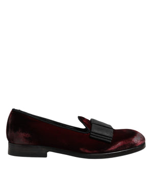 Dolce & Gabbana Red Velvet Men Slip On Loafers Dress Shoes
