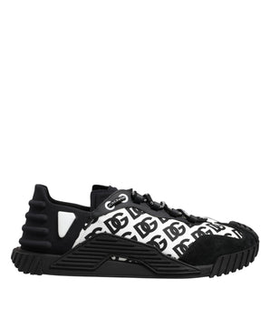 Dolce & Gabbana Black Logo Lace Up Low Top NS1 Sneakers Shoes