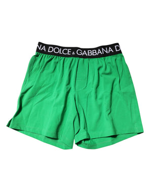 Dolce & Gabbana Green Cotton Regular Boxer Shorts Underwear