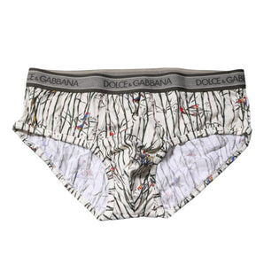 Dolce & Gabbana Ivory Bird Print Cotton Regular Brief Underwear