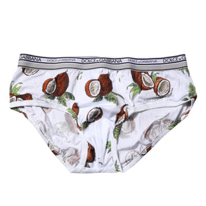 Dolce & Gabbana White Coconut Printed Regular Brief Underwear