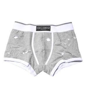 Dolce & Gabbana Gray Cotton Stretch Regular Boxer Underwear