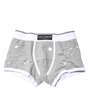 Dolce & Gabbana Gray Cotton Stretch Regular Boxer Underwear