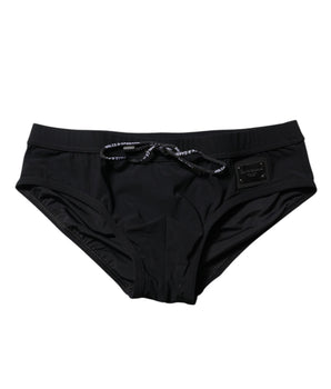 Dolce & Gabbana Black Logo Plaque Men Beachwear Brief Swimwear