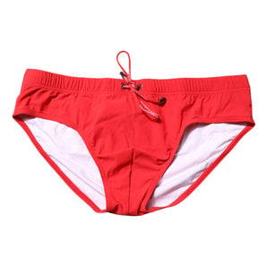 Dolce & Gabbana Red Logo Waist Men Beachwear Brief Swimwear