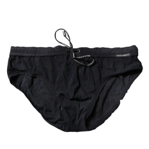 Dolce & Gabbana Black Drawstring Men Beachwear Brief Swimwear