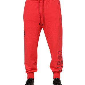 Dolce & Gabbana Red Cotton Men Jogger Sweatpants Pants