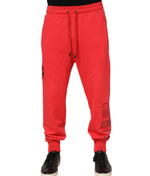 Dolce & Gabbana Red Cotton Men Jogger Sweatpants Pants