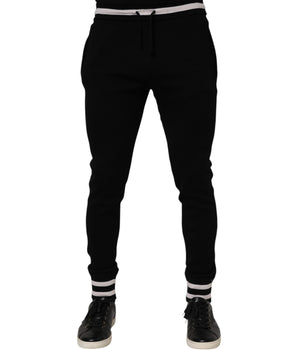 Dolce & Gabbana Black Cotton Men Jogger Sweatpants Pants