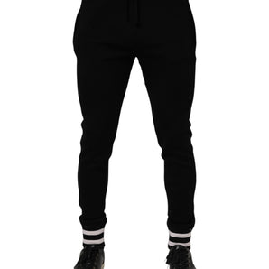 Dolce & Gabbana Black Cotton Men Jogger Sweatpants Pants