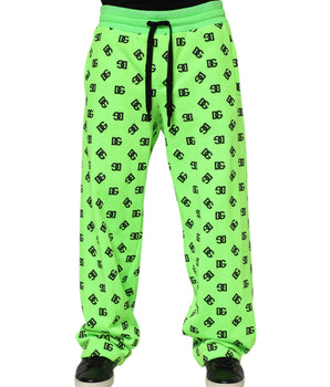 Dolce & Gabbana Green Logo Print Jogger Men Sweatpants Pants