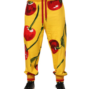 Dolce & Gabbana Yellow Cherry Print Jogger Sweatpants Pants