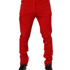 Dolce & Gabbana Red Viscose Logo Jogger Men Sweatpants Pants