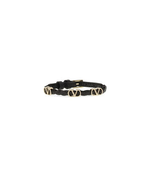 Valentino Garavani Black Calf Leather Bos Taurus Bracelet