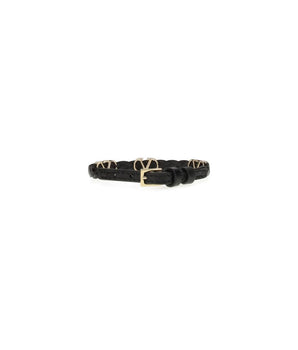 Valentino Garavani Black Calf Leather Bos Taurus Bracelet