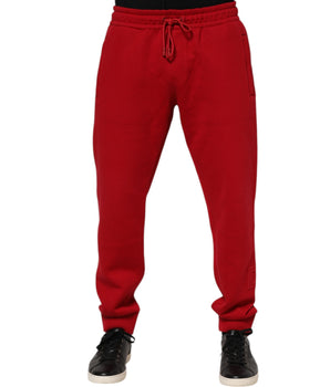 Dolce & Gabbana Red Cotton Logo Jogger Men Sweatpants Pants
