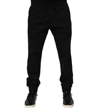 Dolce & Gabbana Black Cotton Men Jogger Sweatpants Pants