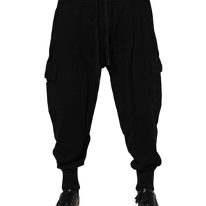Dolce & Gabbana Black Cotton Logo Jogger Sweatpants Pants