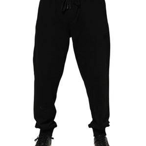 Dolce & Gabbana Black Cotton Logo Tape Men Jogger Pants