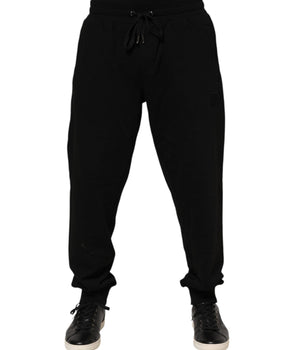 Dolce & Gabbana Black Cotton Logo Tape Men Jogger Pants