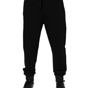 Dolce & Gabbana Black Cotton Crown Jogger Sweatpants Pants