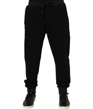 Dolce & Gabbana Black Cotton Crown Jogger Sweatpants Pants