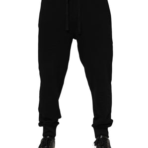Dolce & Gabbana Black Cotton Crown Jogger Sweatpants Pants