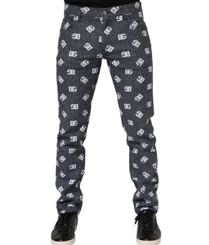Dolce & Gabbana Dark Gray Logo Cotton Skinny Slim Denim Jeans