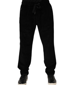 Dolce & Gabbana Black Cotton Men Jogger Sweatpants Pants