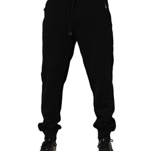 Dolce & Gabbana Black Cotton Men Jogger Sweatpants Pants